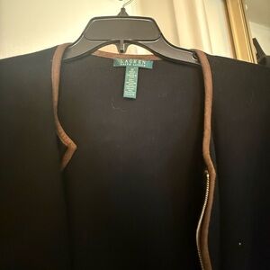 Lauren Ralph Lauren Women's Black Blazer with Brown Trim